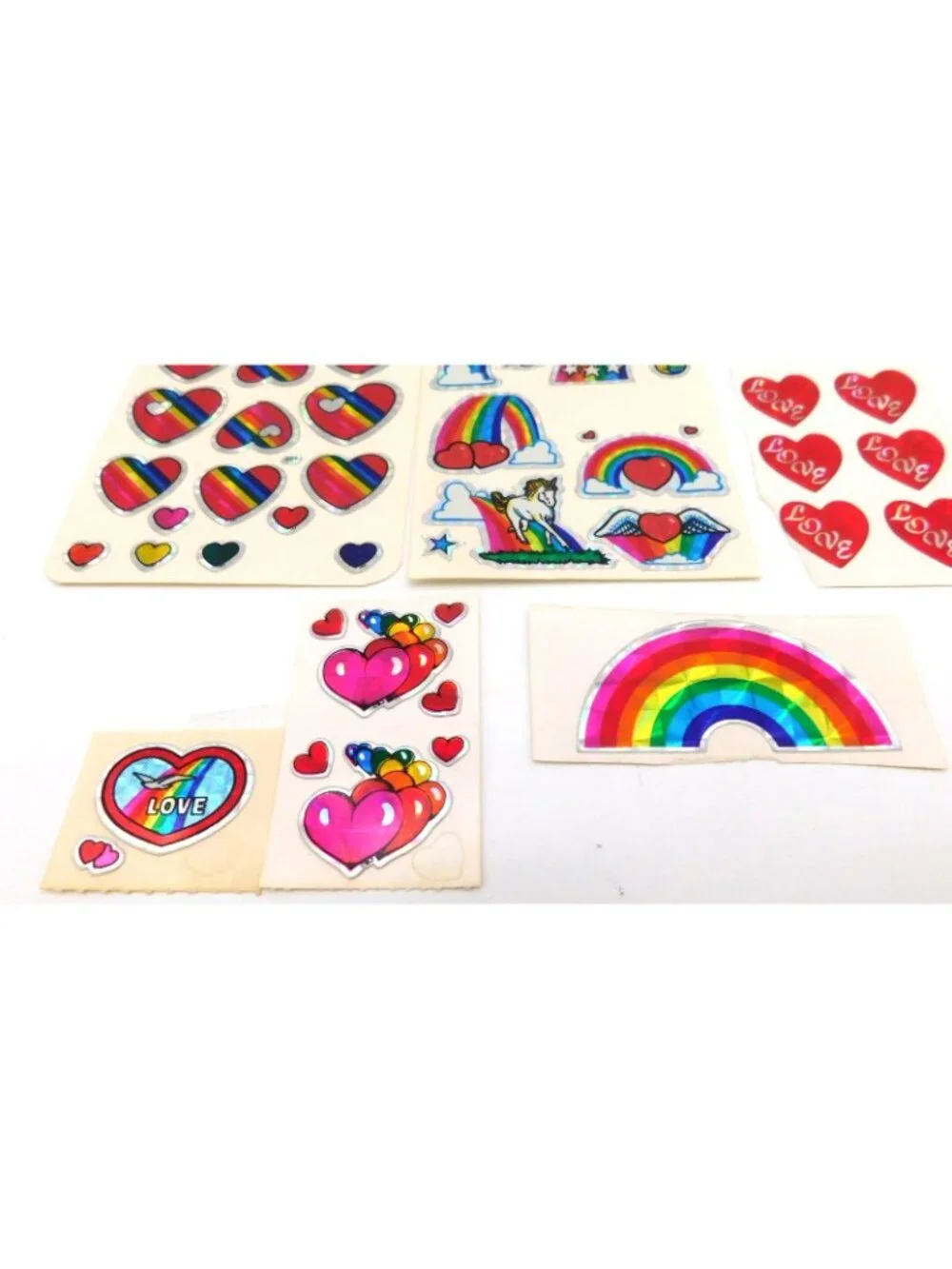 Vintage Vending Prism Rainbow Heart Holographic Sticker Sheets Unicorn Love